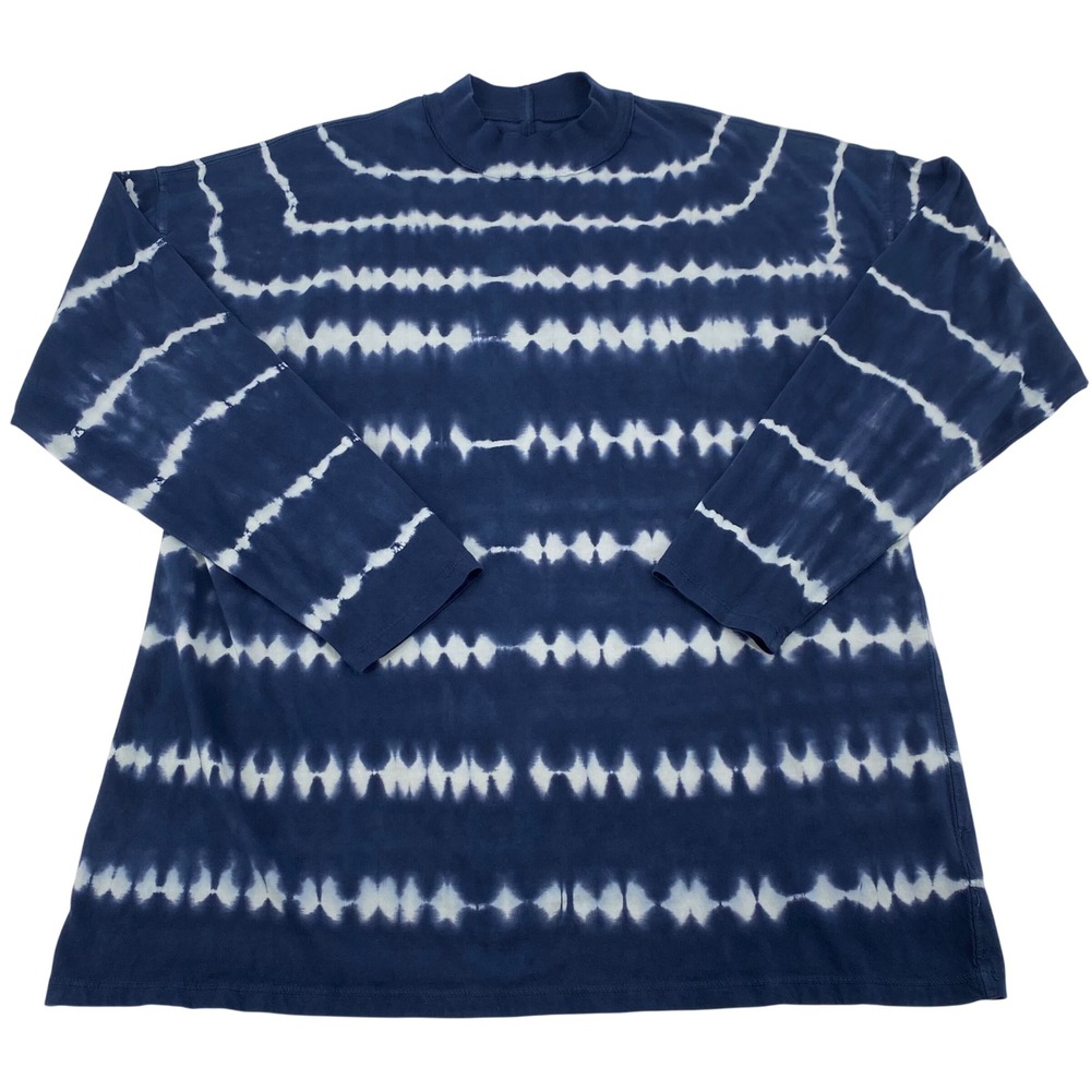 We The Free‎ Free People Womens XS Blue Tie Dye Mock Neck Long Sleeve Top Hippie